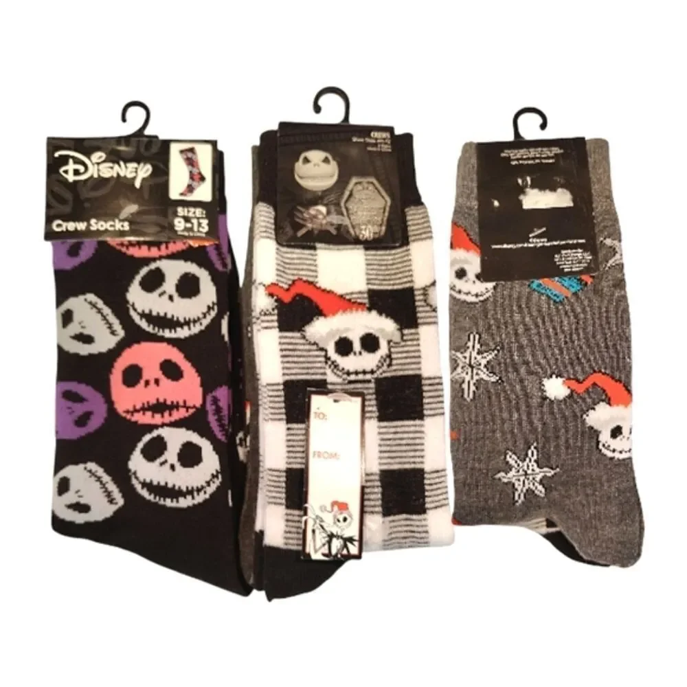Disney The Nightmare Before‎ Christmas 3 Pairs Crew Socks NWT